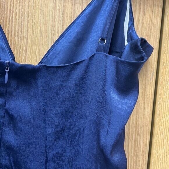 Lulus XL Navy Blue Satin Maxi Dress - Picture 4 of 10